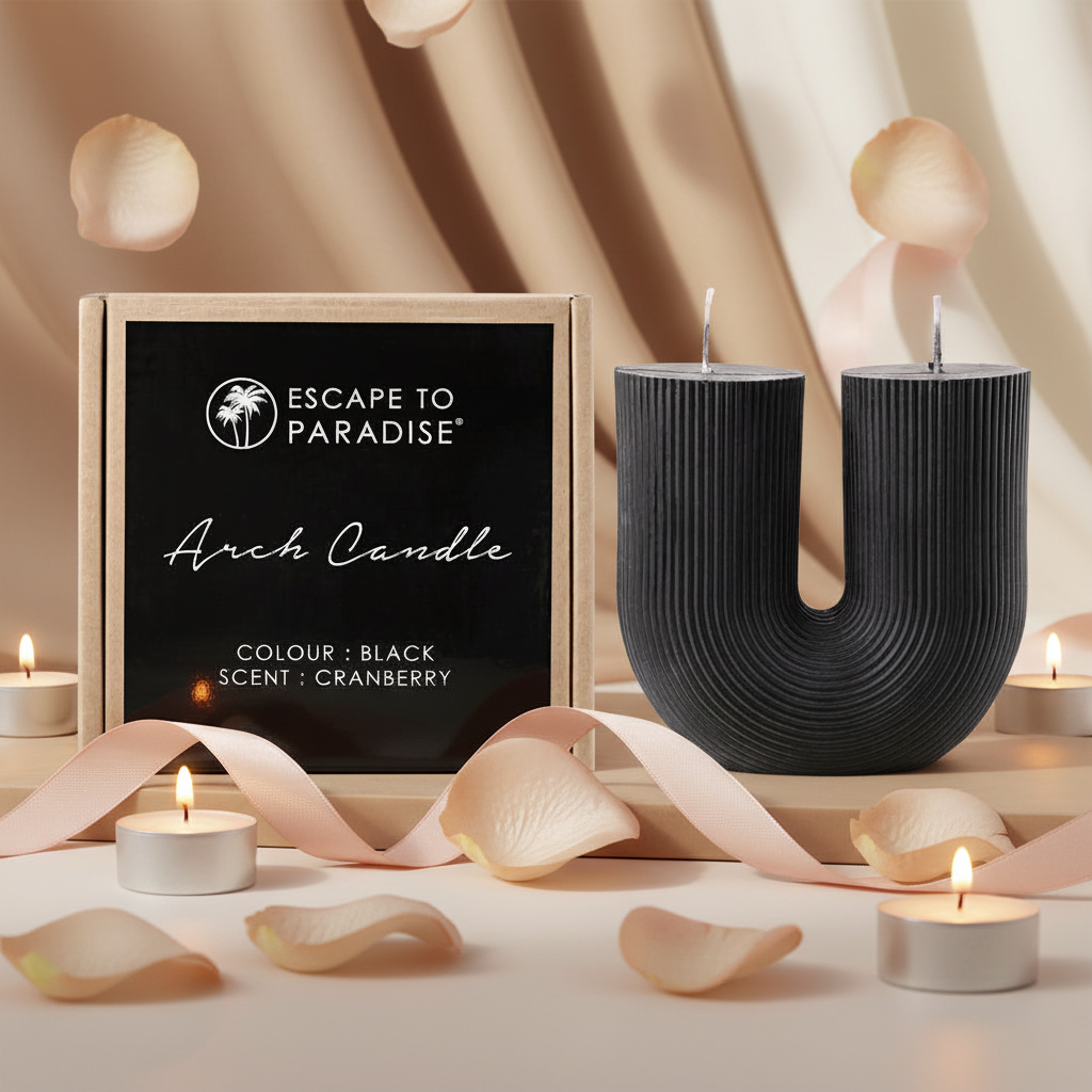 Arch Candle-Black-Cranberry