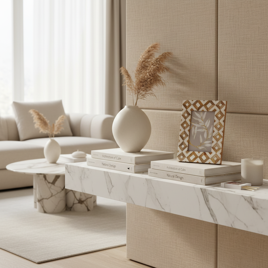 Manura 4x6 Photo Frame – White & Natural Geometric Frame