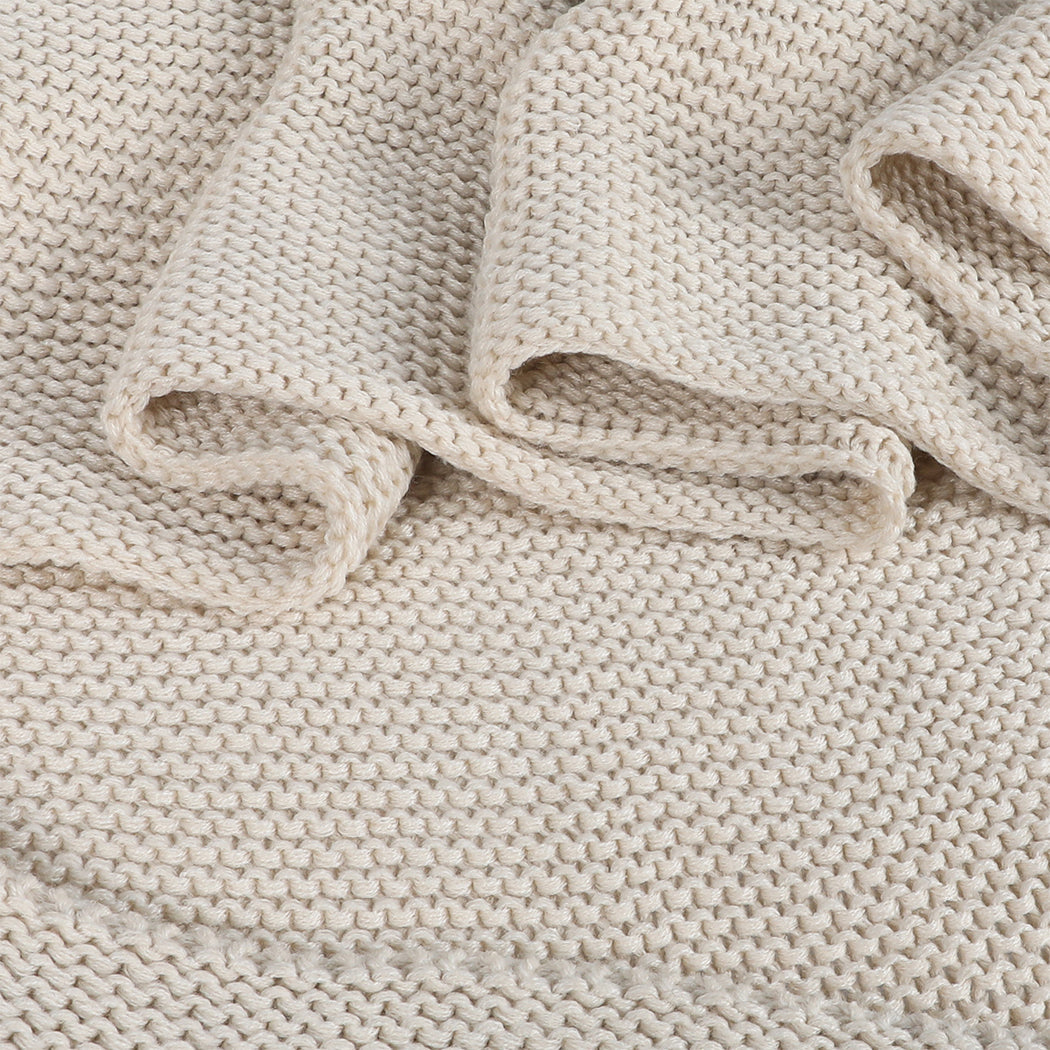 Chunky Knit Throw & Cushion Set - Beige